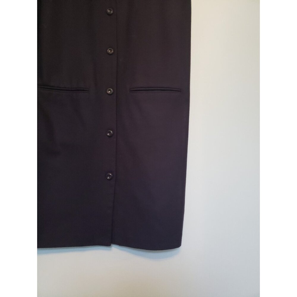 Vtg Sag Harbor Women 10 100% Wool Jumper Dress Dark Academia Button Up Navy Blue - Picture 3 of 5